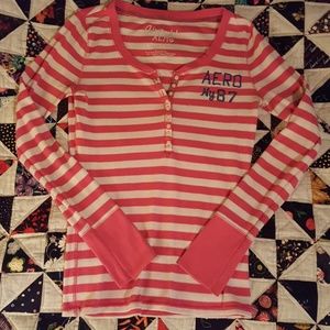 Aeropostale pink/white long sleeve